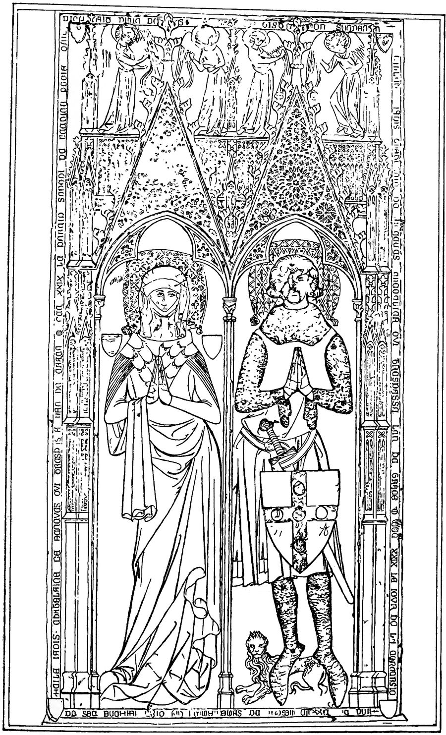 Pierre tumulaire de Jeanne d'Estouteville et Guillaume de Beauvais