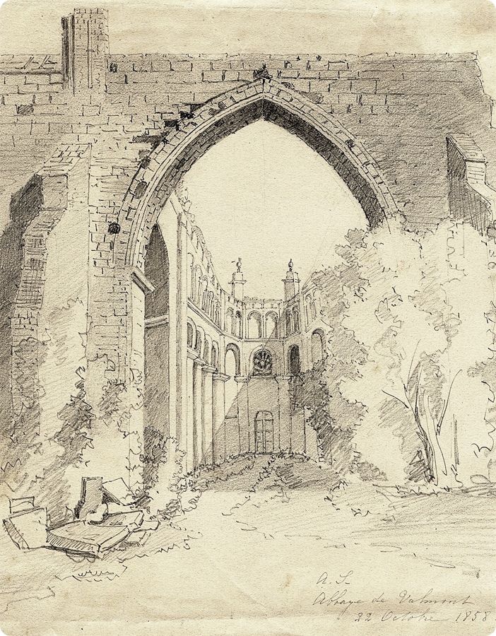 L'abbaye ruinée en 1858